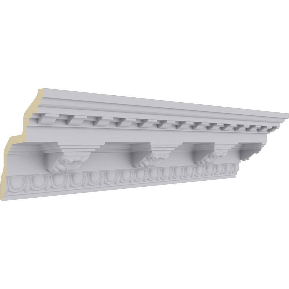 Primed Geometric Urethane Crown Moulding Sample, 12" Length