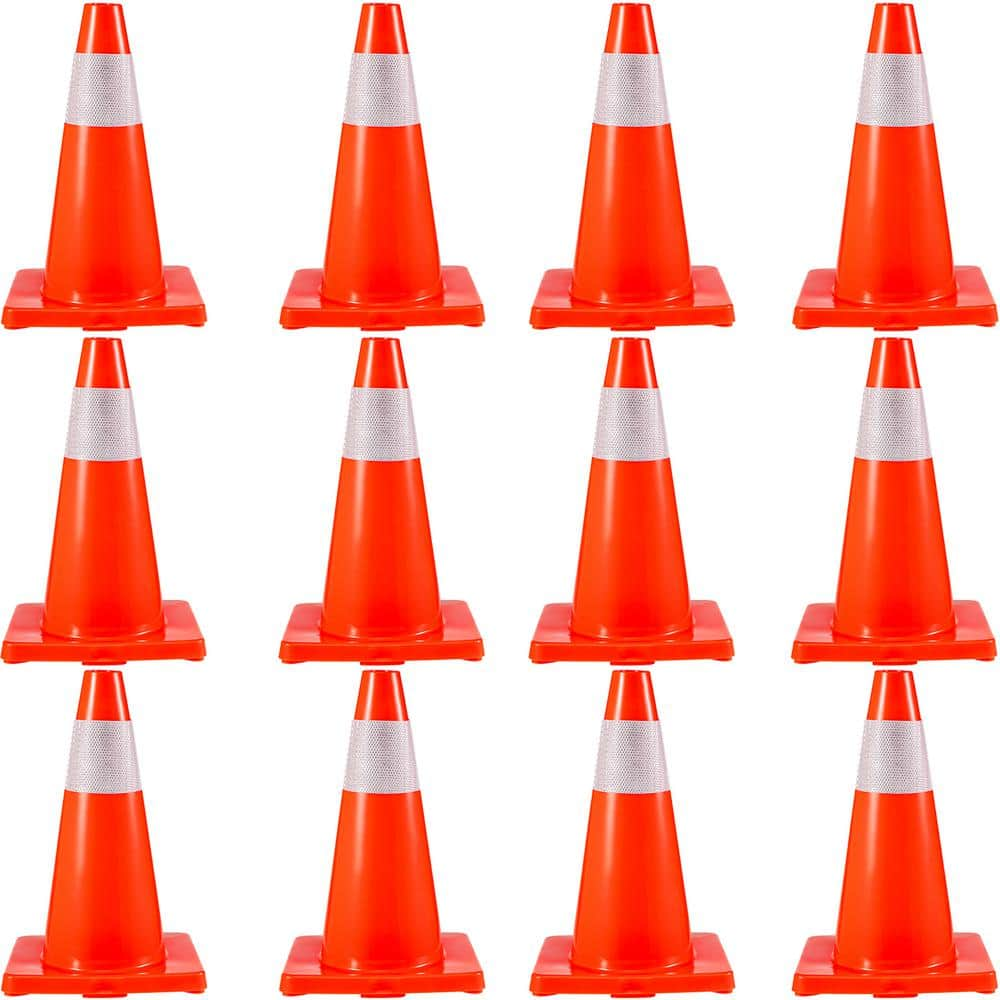 VEVOR Traffic Safety Cones, 18 in. Safety Road Parking Cones PVC Base ...