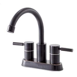 Double Handle Two Hole Bathroom Faucet with Deckplate Included and 360-Degree High Arc Swivel in Oil-Rubbed Bronze