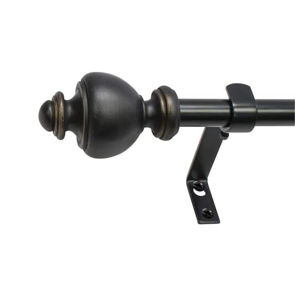 Montevilla Urn 86 in. - 128 in. Adjustable Curtain Rod 5/8 in. in Black ...