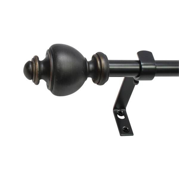 Montevilla Urn 48 in. - 86 in. Adjustable Curtain Rod 5/8 in. in Black Oil with Finial