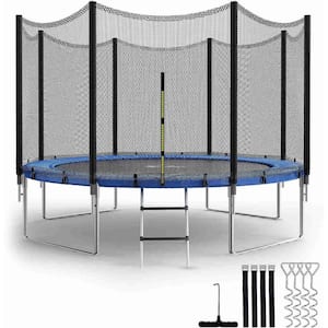 12 ft. Blue Simple Deluxe Recreational Trampoline with Enclosure Net - Family Fun in the Outdoors, ASTM Approved