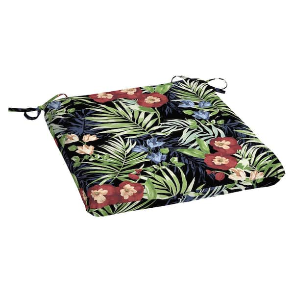 Hampton Bay 20 in. x 19 in. Black Tropical Rectangle Outdoor Seat