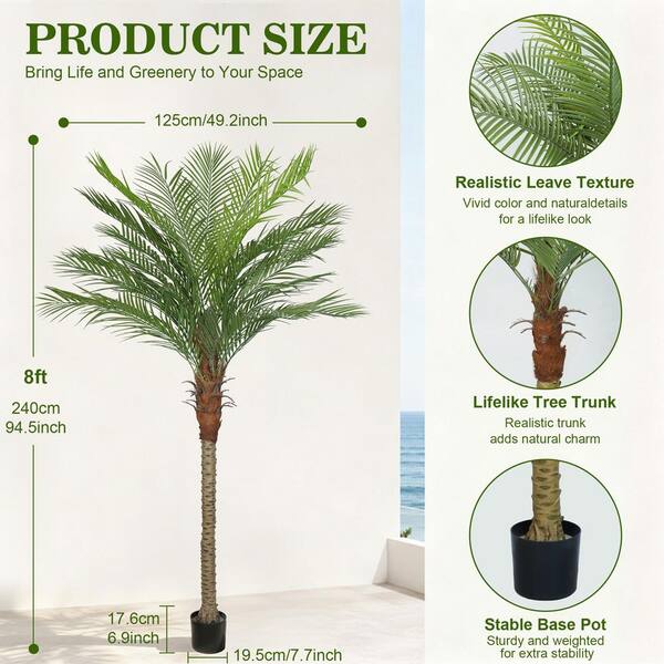 Vitalismo 8 ft. Artificial Phoenix Palm Tree UV-Resistant Faux