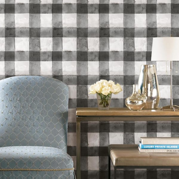 Black Plaid Wallpaper  Gingham Peel and Stick  The Wallberry