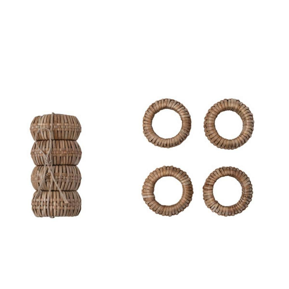 Storied Home 1 in. W x 2.25 in. H Natural Handwoven Rattan Napkin Rings (Set of 4)