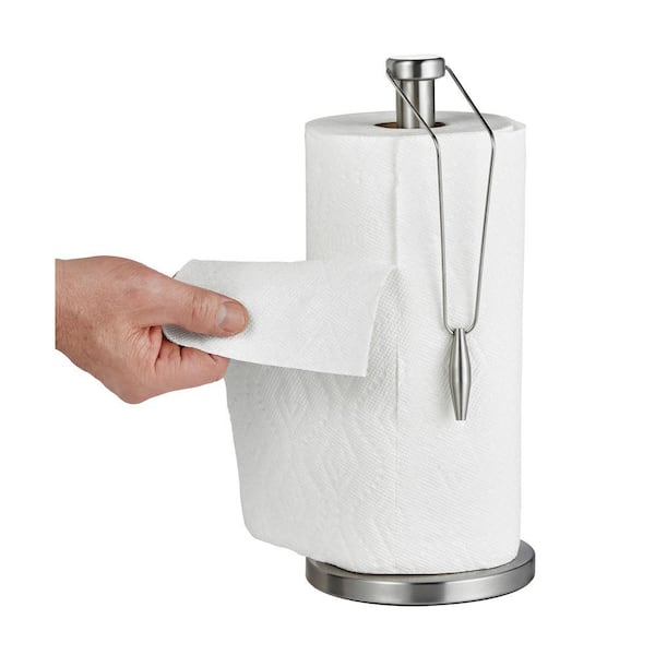 Paper Towel Holder Stand with Spray Bottle, Stainless Steel Paper Towel  Rack Dispenser for Kitchen Countertop, Weighted Vertical Paper Roll Holder  One