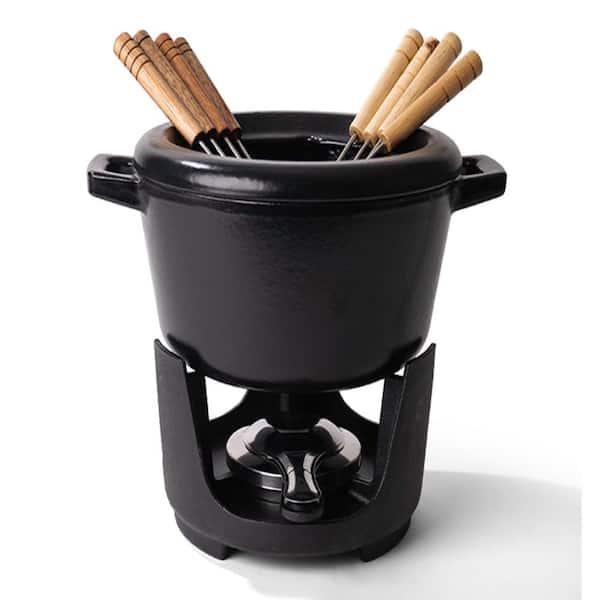 Alva Nori Enameled Cast Iron Fondue Set 2Qt. - Oven Safe and Toxin-Free Cookware