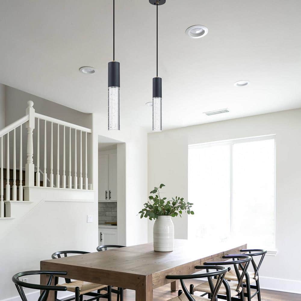 Matte Black Crystal Mini Globe Pendant with LED Light