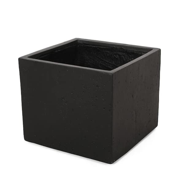 18.75 in. H Stone Indoor/Outdoor Large Square Plants Pot in Black