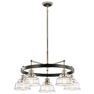 Eastmont 5-Light Polished Nickel Vintage Industrial Dining Room Chandelier with Clear Glass