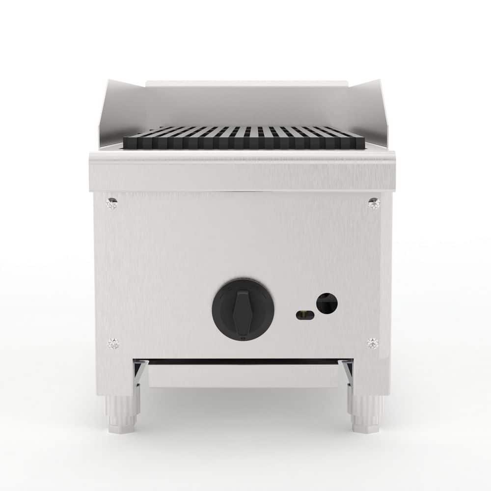 12 in. Commercial Gas Lava Rock Charbroiler,Countertop Stainless Steel Grill w/ 1 Burner 28000 BTU,Natural Gas/Propane