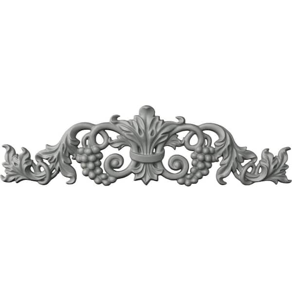 Ekena Millwork 19-1/4 in. x 5-3/8 in. x 7/8 in. Small Grape and Leaf Center with Scrolls Onlay