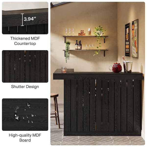 BYBLIGHT Kearsten 43.3 in. H L-shaped Bar Table with 3 Muti-Bottle