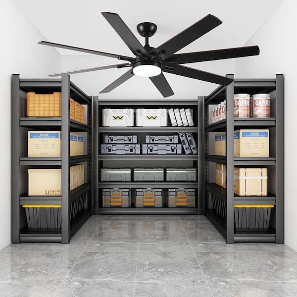 72 in. Large Ceiling Fan with Lights and Remote, Indoor/Outdoor, Black Modern Design, 6-Speed Reversible DC Motor