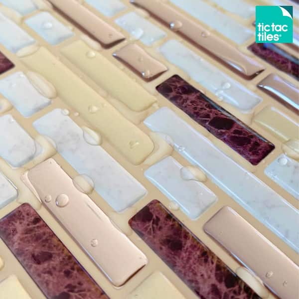 Como Maroon Peel and Stick Decorative Mosaic Wall Tile Backsplash (5 Tiles)