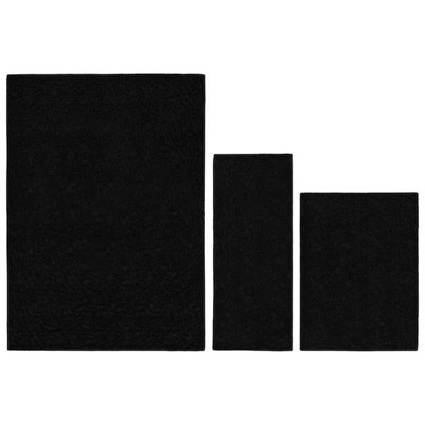 Garland Rug Ivy Black 5 ft. x 7 ft. Floral 3-Piece Rug Set
