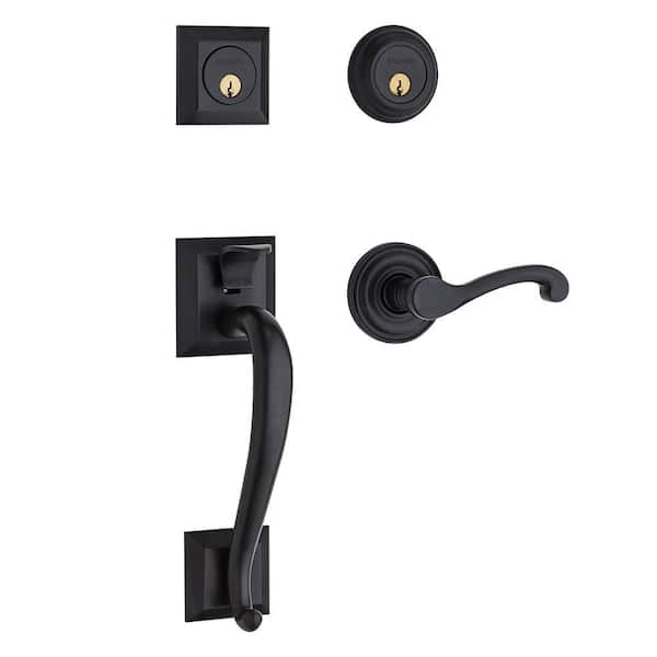 Baldwin Estate Collection Madison Double Cylinder Oil Rubbed Bronze Left-Handed Door Handleset with Wave Lever