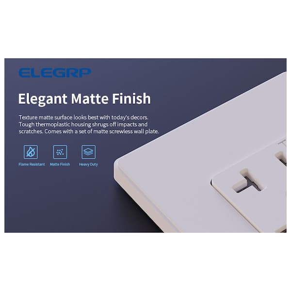 elegrp ELEGRP (6 Pack, White) 4.0 Amp Type A USB Outlet, 20 Amp