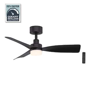 Marlston 36 in. Indoor/Outdoor Matte Black with Black Blades Ceiling Fan with Adjustable White LED with Remote Included