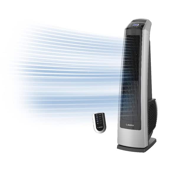 35 in. 3 Speed High Velocity Tower Fan for Home in Silver, 509 CFM, 60° Oscillation, Timer and Remote, 11.9 in. Dia.