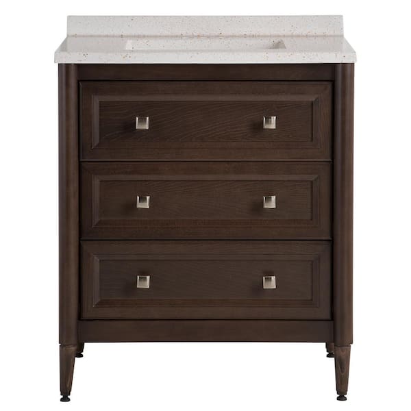 Whitley 31 in. W x 19 in. D x 37 in. H Single Sink Bath Vanity in Dusk with Corsica Engineered Solid Surface Top