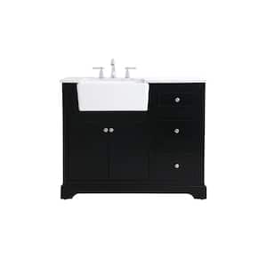 Simply Living 42 in. W x 22 in. D x 34.75 in. H Bath Vanity in Black with Carrara White Marble Top