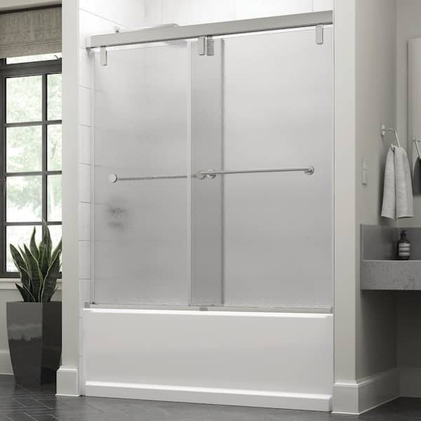 Buy Everly 60 in. x 59-14 in. Mod Semi-Frameless Sliding Bathtub Door in  Chrome and 38 in. 10mm Rain Glass Online in Nigeria. 310773027