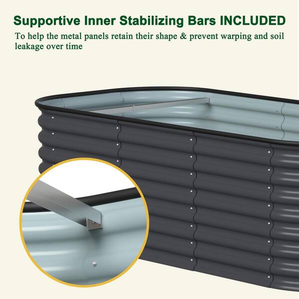 6 ft. x 3 ft. x 2 ft. Galvanized Steel Raised Garden Bed Planter Box Outdoor, Gray