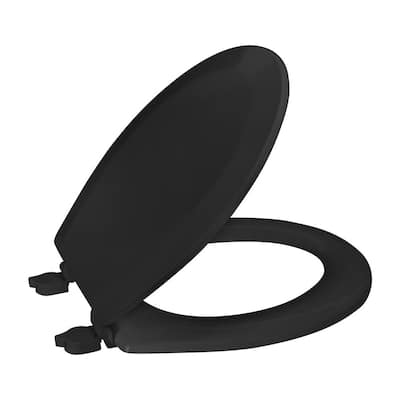 Beveled Standard Round Closed Front Toilet Seat in Black