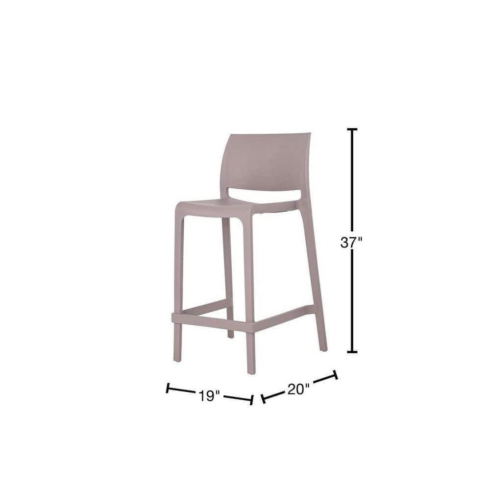 Taupe Climate Resistant Minimalist Stackable Counter Stools - Set of 2