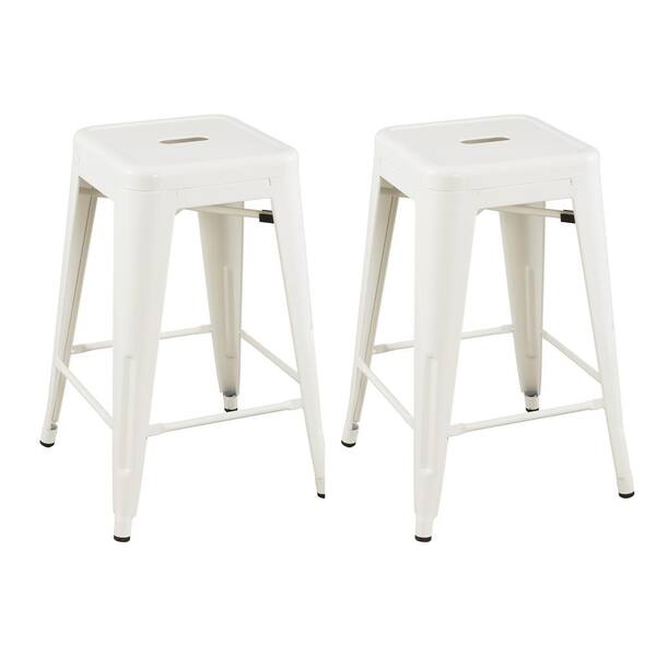 white industrial stool