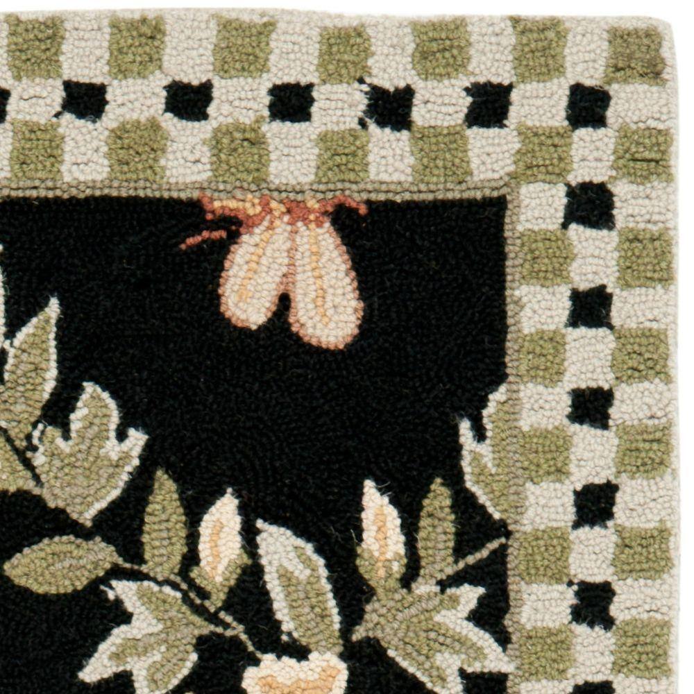 Handmade Black Floral Wool 6' x 9' Tufted Area Rug