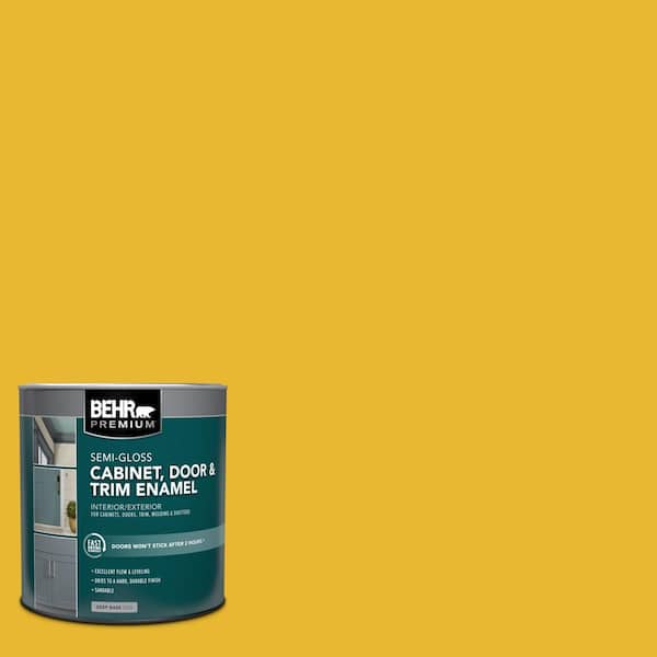 BEHR PREMIUM 1 qt. #OSHA-6 OSHA SAFETY YELLOW Semi-Gloss Enamel Interior/Exterior Cabinet, Door & Trim Paint