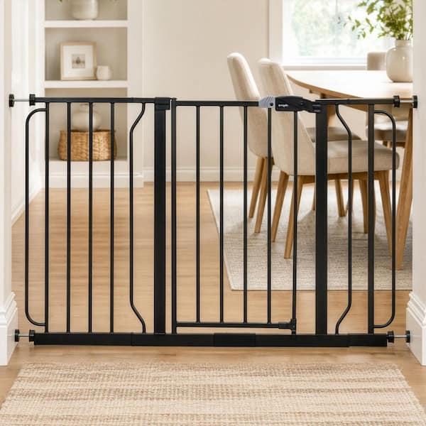 29 in. - 49 in. Easy Step Extra Wide Baby Gate, Pressure Mounted, Black