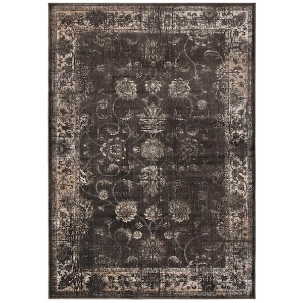 SAFAVIEH Vintage Soft Anthracite Doormat 2 ft. x 3 ft. Border Area Rug