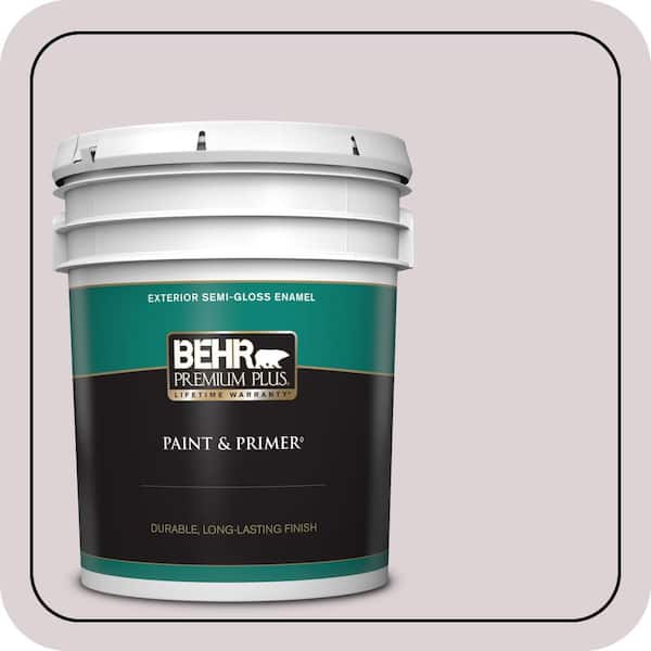 BEHR PREMIUM PLUS 5 gal. #100E-2 Mauve Mist Semi-Gloss Enamel Exterior Paint & Primer