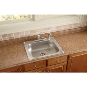 Drop-In Stainless Steel 25 in. 4-Hole Single Bowl Kitchen Sink