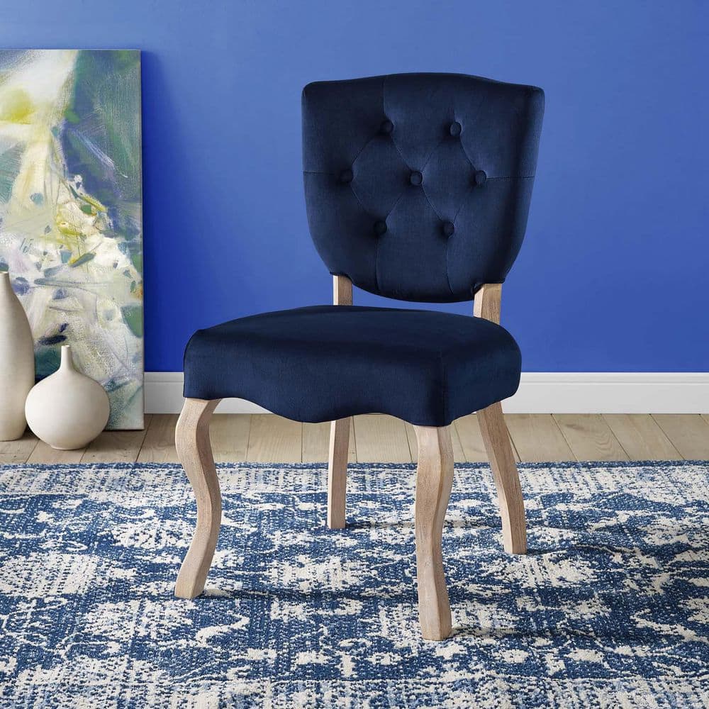 MODWAY Array French Vintage Tufted Performance Velvet Two Dining Chairs ...