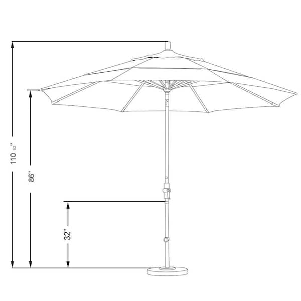 California Umbrella GSCU118302-F32-DWV 11 ft. Aluminum Collar Tilt Double Vented Patio Umbrella in Black Olefin California Umbrella GSCU118302-F32-DWV 11 ft. Aluminum Collar Tilt Double Vented Patio Umbrella in Black Olefin - 3