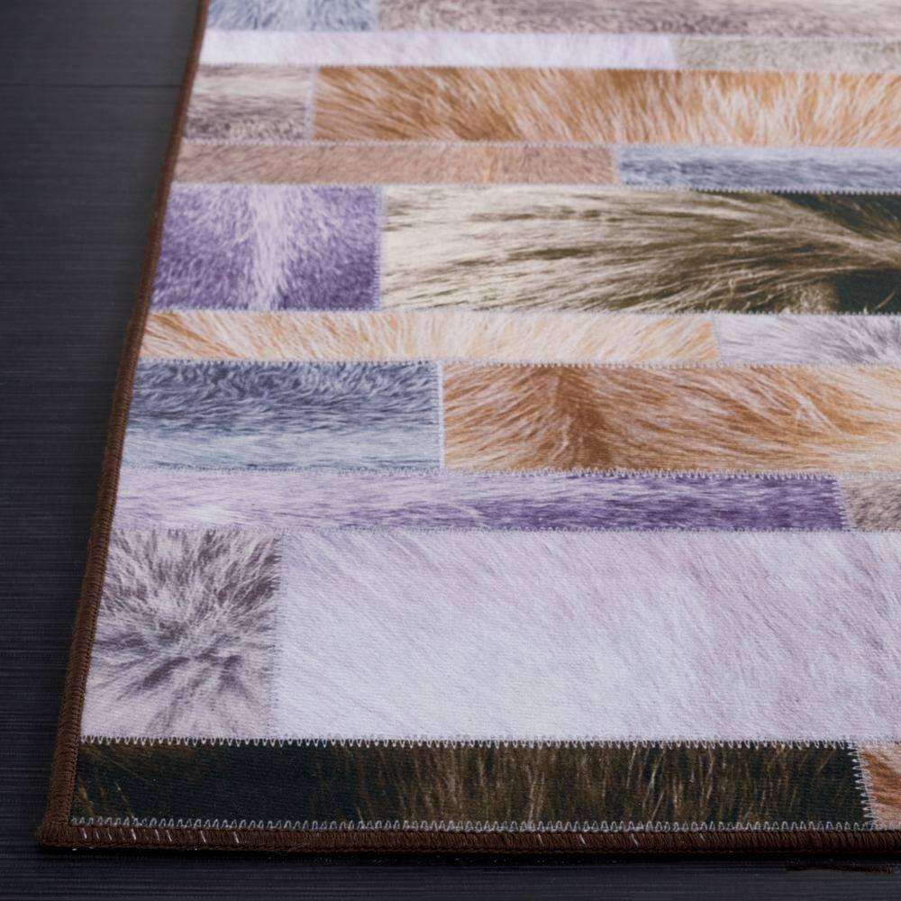 Multicolor Faux Fur Rectangular Washable Area Rug