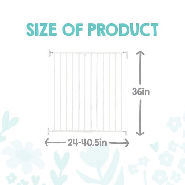 36 in. Extra Tall Top of Stairs Baby Gate, Hardware Mounted, White