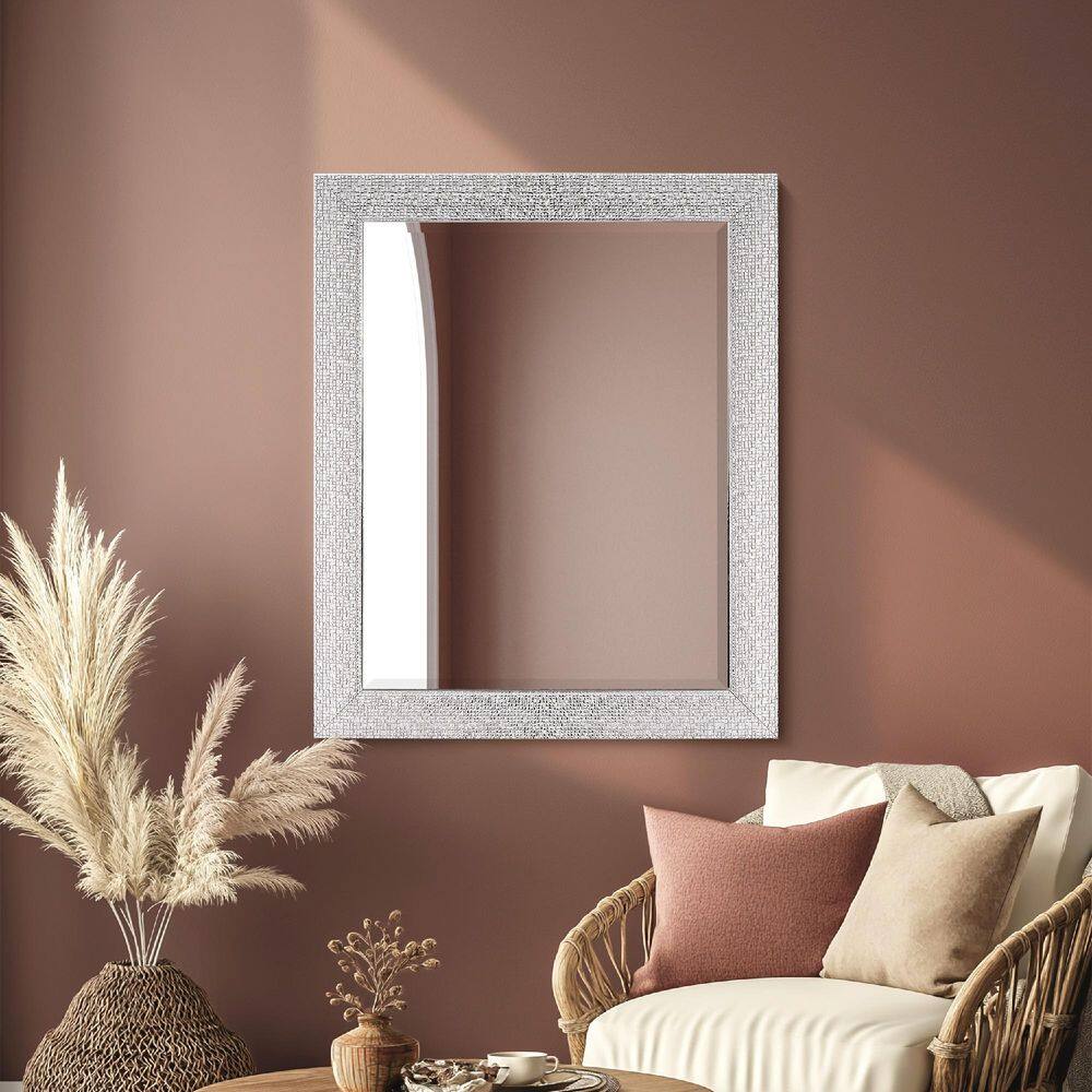 Elegant Silver Beveled 27.5" x 33.5" Rectangular Vanity Mirror