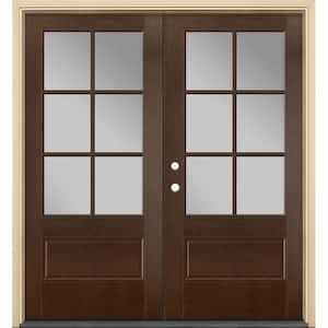 72 in. x 80 in. Vista Grande Stained Left-Hand Inswing 6 Lite Clear Glass Fiberglass Prehung Front Door and Vinyl Frame