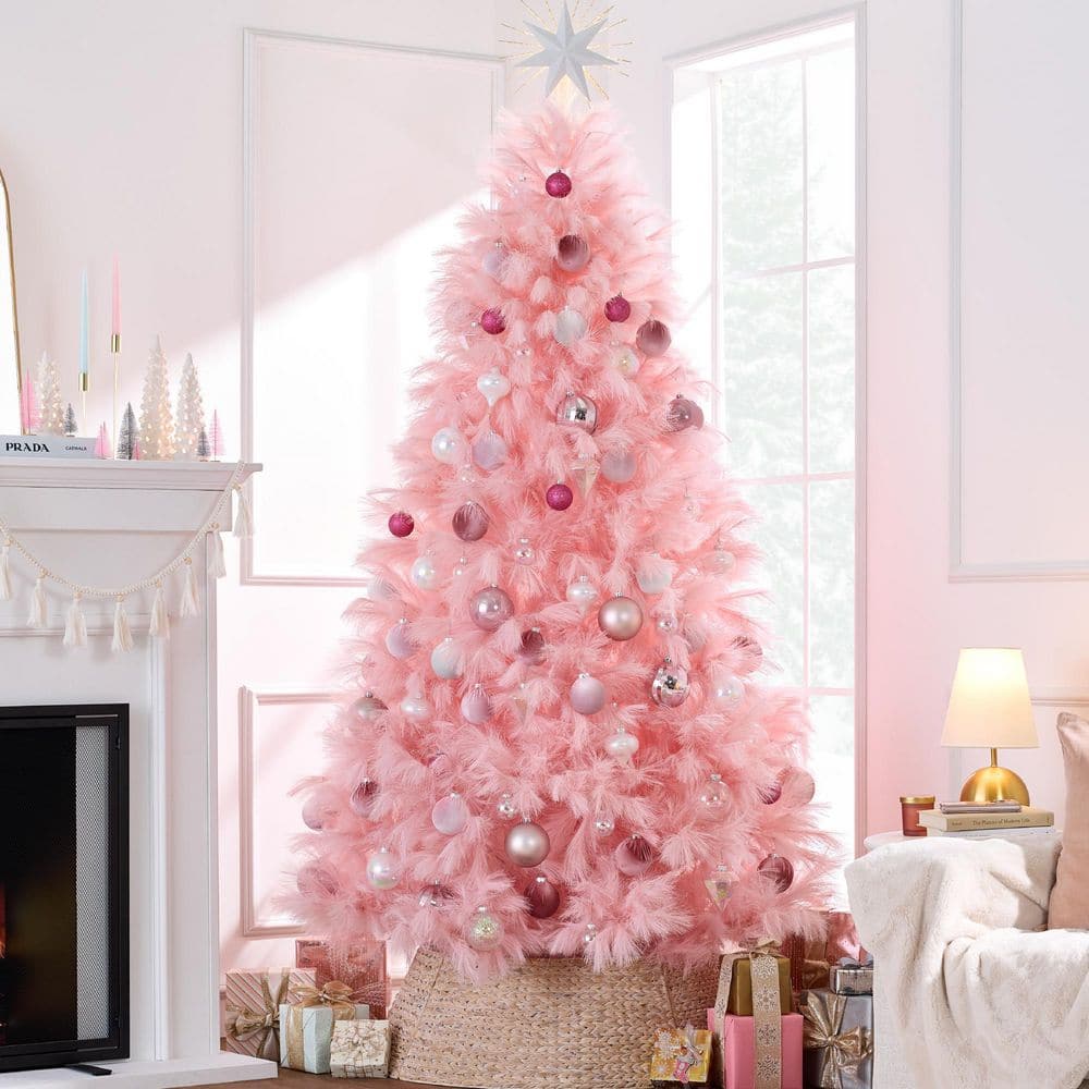 9 ft. Pink Pampas Unlit Artificial Christmas Tree with Metal Stand price history on PriceWatchPro