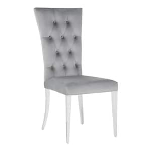 Kerwin Grey and Chrome Velvet Tufted Upholstered Dining Side Chair (Set of 2)