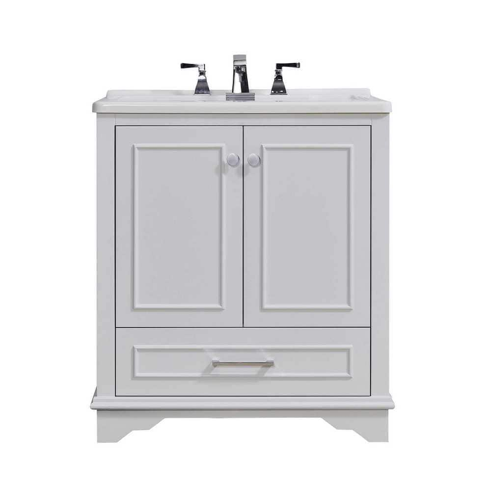 Stufurhome Hampton White 27 inch Corner Bathroom Vanity with