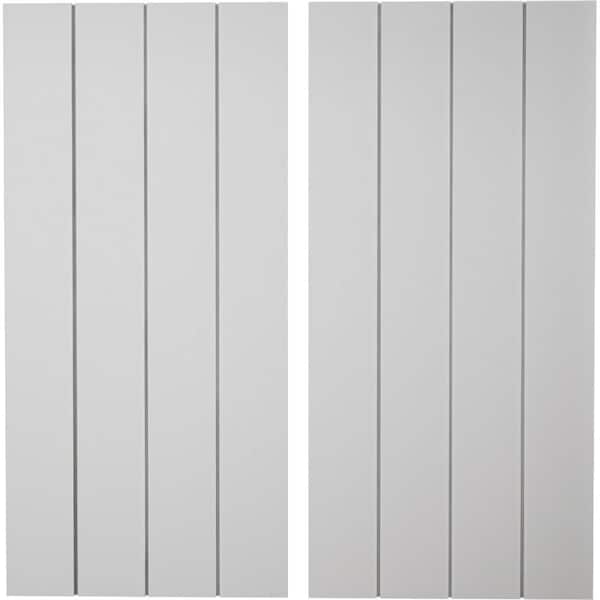 Ekena Millwork 22 in. x 64 in. Timberthane Polyurethane 4-Board Joined Board-n-Batten Smooth Faux Wood Shutters, No Batten Pair