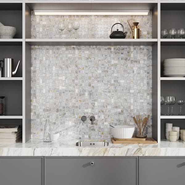 Apollo Tile Black 12-in x 12-in Polished Natural Stone Marble Basketweave Patterned Floor and Wall Tile (5-sq. ft/ Carton)