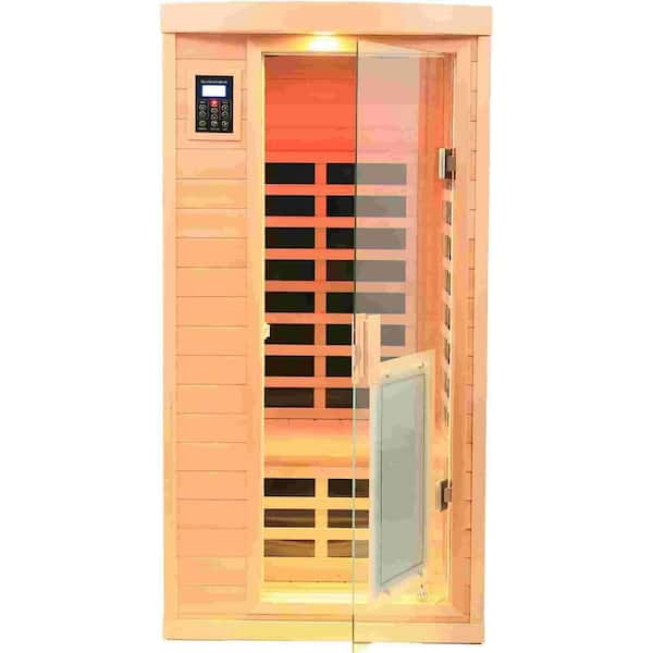 Moray 1-Person Indoor Hemlock infrared Sauna with 8 Far-Infrared Carbon Crystal Heaters and Chromotherapy